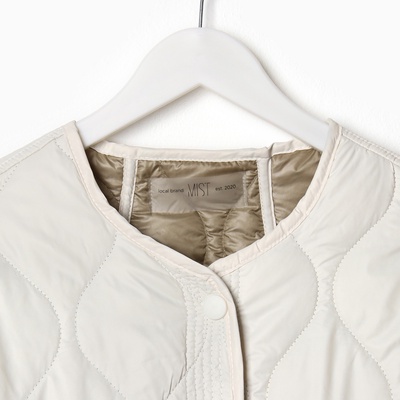 Куртка стёганая женская демисезонная MIST Oversize, размер 48, молочная