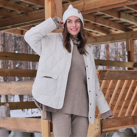 Куртка стёганая женская демисезонная MIST Oversize, размер 48, молочная 9485564