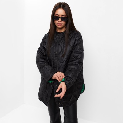 Куртка стёганая женская демисезонная MIST Oversize, размер 46, чёрная