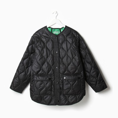 Куртка стёганая женская демисезонная MIST Oversize, размер 46, чёрная