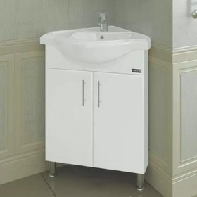 Тумба напольная угловая «Аврора 60», с раковиной «Классик», цвет белый