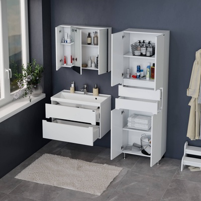 Тумба подвесная «Лондон-80», с раковиной Classic 80, 2 ящика, цвет белый