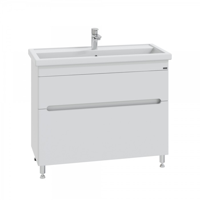 Тумба напольная «Лондон-100», с раковиной «Фостер 100», 2 ящика, цвет белый