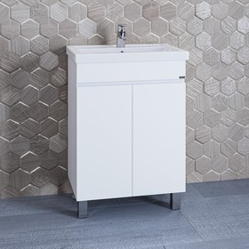 Тумба напольная «Марс 60», с раковиной «Фостер 60», цвет белый