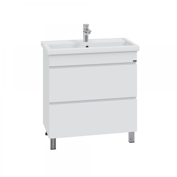 Тумба напольная «Марс 80», с раковиной «Фостер 80», 2 ящика, цвет белый