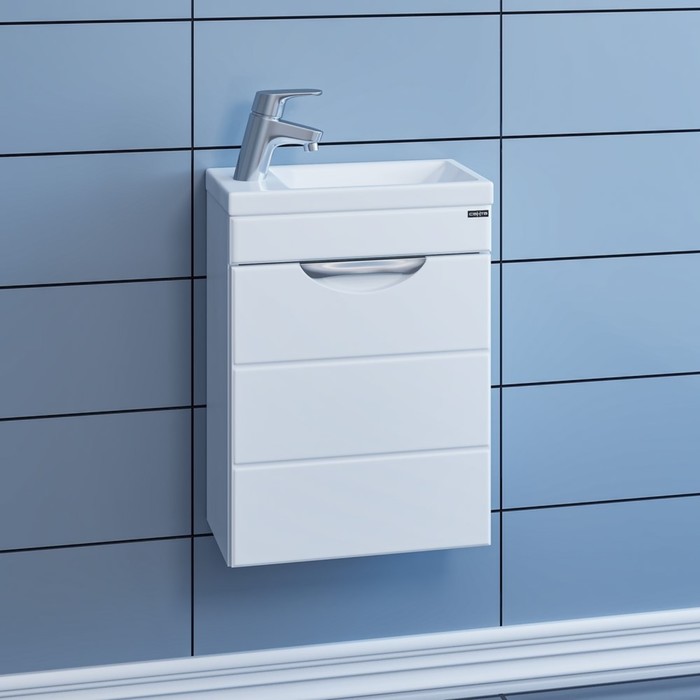 Тумба подвесная «Родос 40», с раковиной «Сомо 40», цвет белый