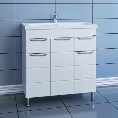 Тумба напольная «Родос 80», с раковиной «Фостер 80», цвет белый