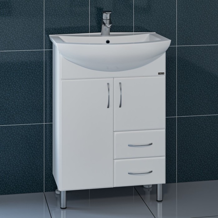 Тумба напольная «Грация–60», с раковиной «Грация 60», 2 ящика, цвет белый - Фото 1