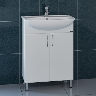 Тумба напольная «Сити–60», с раковиной «Уют 60», цвет белый