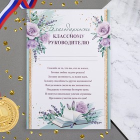 Благодарность 'Классному руководителю!' книга, 21,6х30,3 см