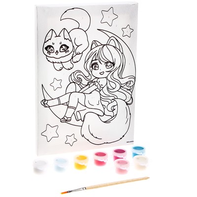 Картина по номерам для детей «Принцесса на луне», 21×15 см