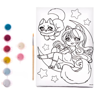 Картина по номерам для детей «Принцесса на луне», 21×15 см