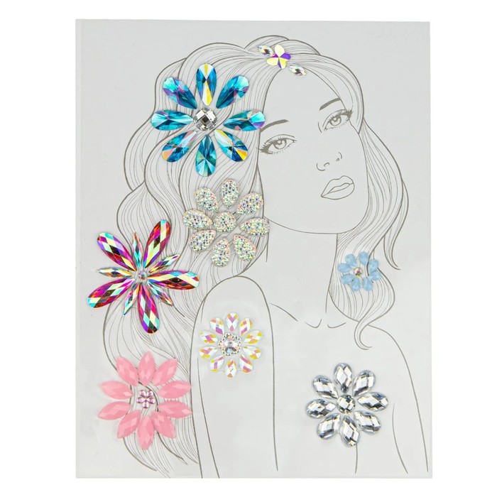 Стразы-наклейки для волос «Цветочная Феерия», 72 наклейки 60748