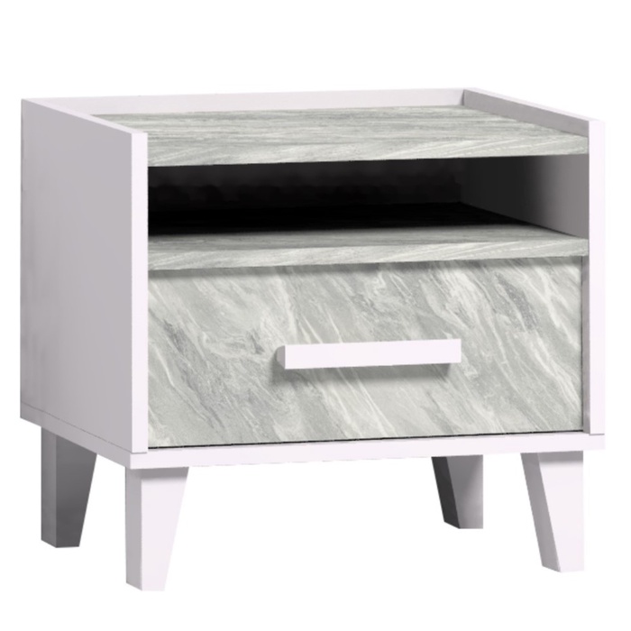 Тумба прикроватная «Айрис 41», 486×358×445 мм, цвет белый/статуарио - Фото 1