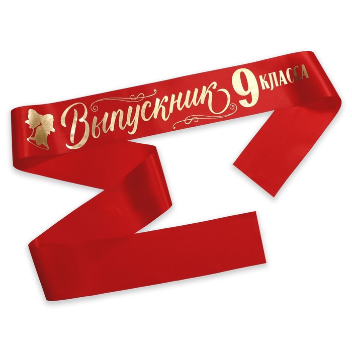 Лента атласная «Выпускник 9 класса», 190 х 10 см - Фото 1