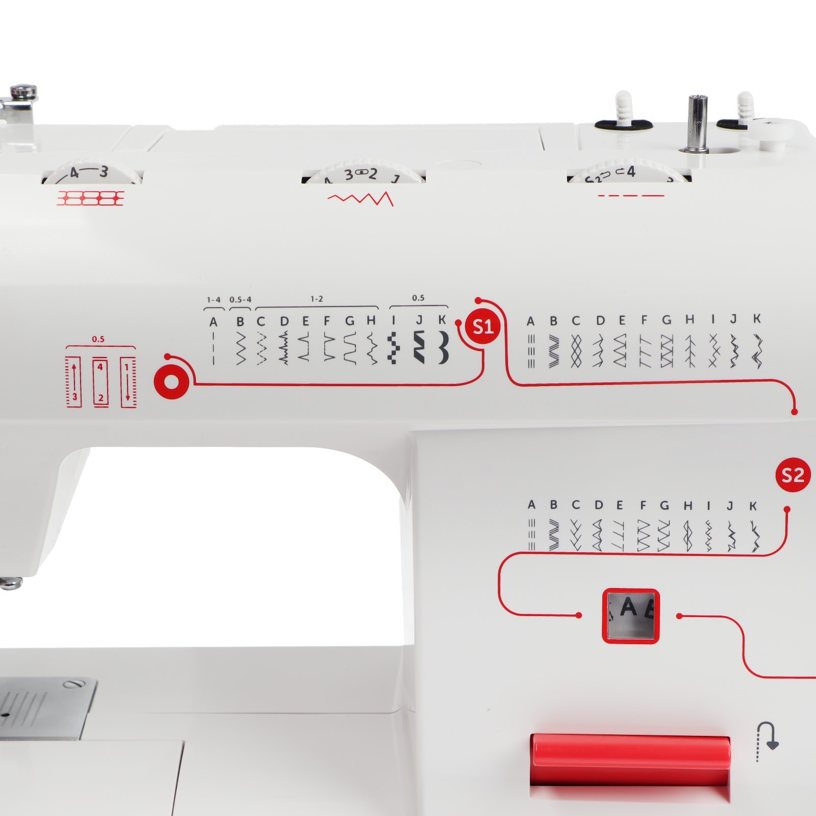 Швейная машина Comfort 2550, 60 Вт, 37 операций, полуавтомат, бело-красная