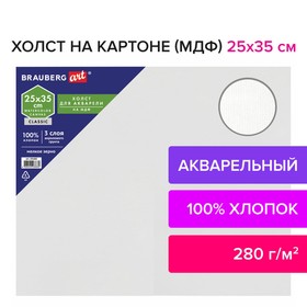 

Холст на картоне (МДФ) хлопок 100% 25*35 см акварельный м/з Brauberg 191682