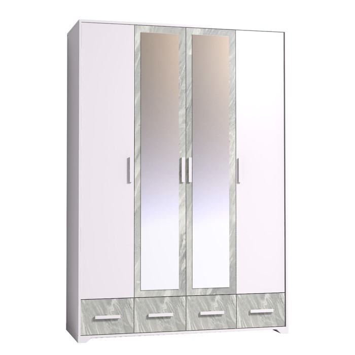 Шкаф для одежды и белья «Айрис 555», 1578 × 596 × 2285 мм, цвет белый / статуарио - Фото 1