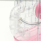 Клетка для грызунов, 32×21×55 см, с туннелем и наполнением, розовая - Фото 9