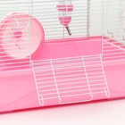 Клетка для грызунов с туннелем, выносным домиком и наполнением, 47 х 30 х 38, см, розовая - Фото 4