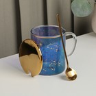 Кружка стеклянная с керамической крышкой и ложкой «Созвездие», 370 мл, цвет МИКС - Фото 5