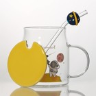 Кружка стеклянная с керамической крышкой и трубочкой «Космос», 500 мл, цвет МИКС - фото 4373774