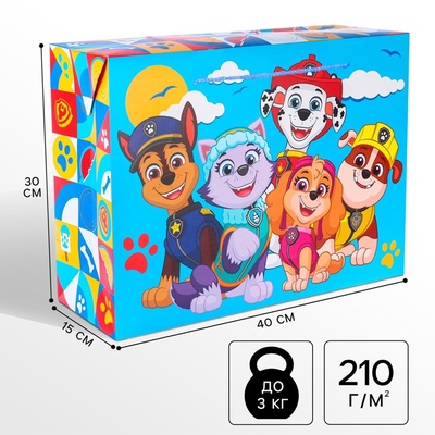 Пакет подарочный-коробка, 40×30×15 см, упаковка, Щенячий патруль