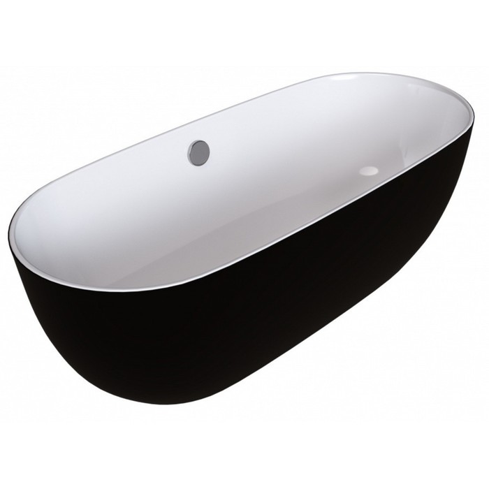 Ванна акриловая GROSSMAN GR-2501 M Black, отдельно стоящая, 80х170 см, сифон, черный/белый - Фото 1