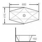 Раковина GROSSMAN GR-3030, шестиугольная, 640 х 415 мм, белый - Фото 3