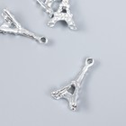 Декор для творчества металл, стразы "Эйфелева башня" серебро 2,2х1х0,4 см (комплект 4 шт) - фото 22053533