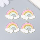 Декор для творчества металл, эмаль "Радуга с сердечками" золото 3х2,5 см 9371413