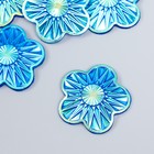 Декор для творчества пластик "Цветок" голография синий набор 6 шт 3,5х3,5 см - фото 301113794