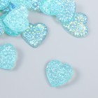 Декор для творчества пластик  "Сердце" голография голубой набор 20 шт 1,6х1,6 см - фото 6827854