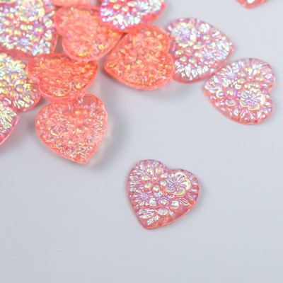 Декор для творчества пластик  "Сердце" голография розовый набор 20 шт 1,6х1,6 см
