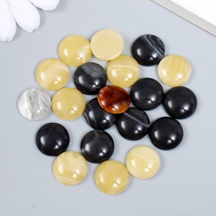 Декор для творчества пластик «Мраморные кружочки», набор 20 шт., 1.4×1.4×0.5 см