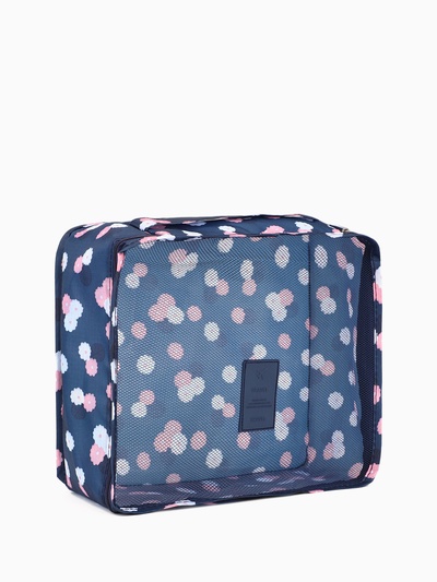 Дорожный набор органайзеров-косметичек на молниях, 6 в 1, с принтом, синий