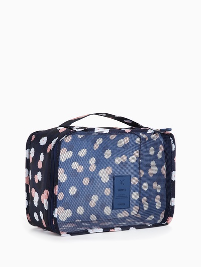 Дорожный набор органайзеров-косметичек на молниях, 6 в 1, с принтом, синий