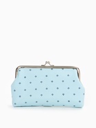 Косметичка на фермуаре, маленькая, с принтом, голубая - Фото 5