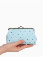 Косметичка на фермуаре, маленькая, с принтом, голубая - Фото 3