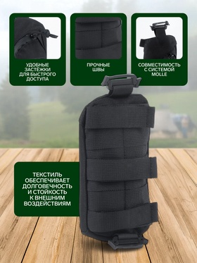 Аптечка тактическая-подсумок для рюкзака, 11×18 см, чёрная