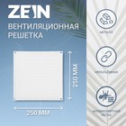 Решетка вентиляционная ZEIN Люкс РМ2525, 250 х 250 мм, с сеткой, металлическая, белая - фото 11180940