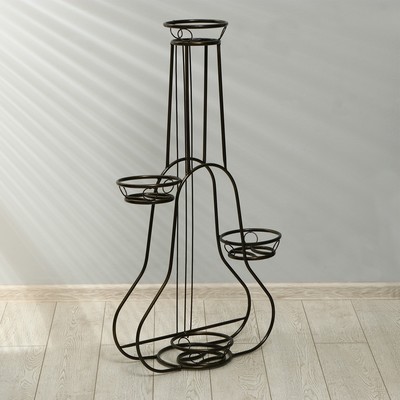 Подставка для цветов, напольная, на 4 горшка, d=14 см, бронзовая, «Гитара»