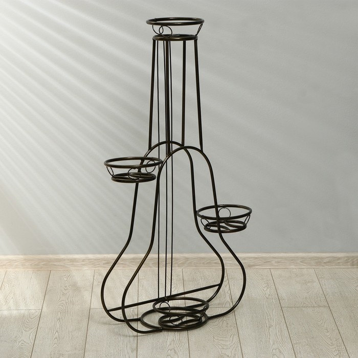 Подставка для цветов, напольная, на 4 горшка, d=14 см, бронзовая, «Гитара» - Фото 1