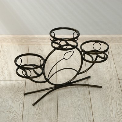 Подставка для цветов, напольная, на 3 горшка, d=14 см, бронзовая, «Камелия»