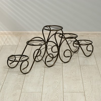 Подставка для цветов, напольная, на 5 горшков, d=14 см, бронзовая, «Кружево»