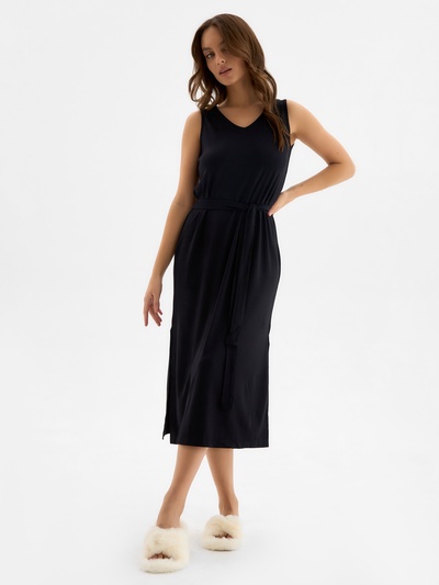 Сорочка миди ночная женская MINAKU: Home collection, чёрная, размер 42