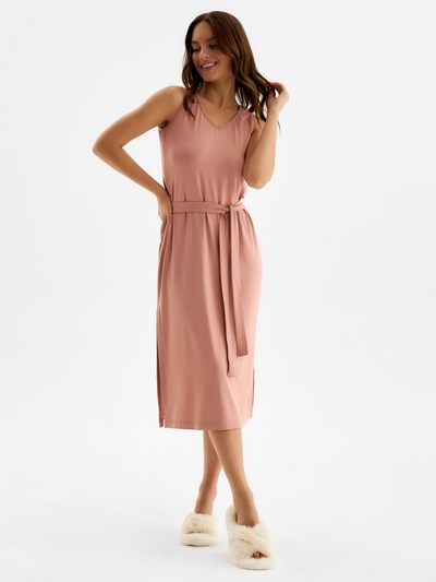 Сорочка миди ночная женская MINAKU: Home collection, тёмно-бежевая, размер 44