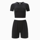 Комплект женский (футболка, шорты) MINAKU: Home collection цвет чёрный, размер 42 - Фото 6