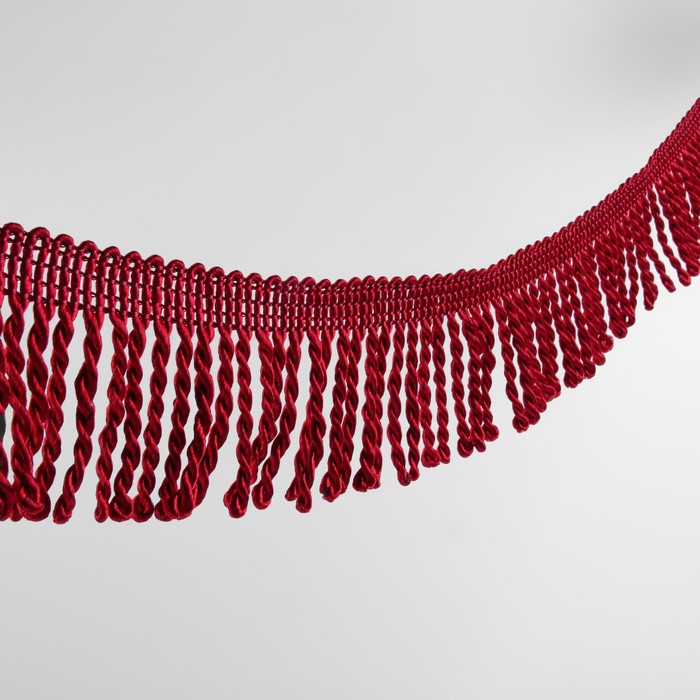 Тесьма декоративная «Бахрома кручёная», 6,5 см, 20 ± 0,5 м, цвет бордовый - Фото 1