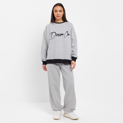 Костюм женский (свитшот, брюки) MINAKU: Casual Collection, размер 44, серый